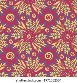 Seamless texture, pattern on a square background - flowers and leaves. Styling.