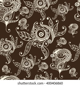 Seamless texture (pattern) with roses in floral style. Suitable for design: cloth, web, wallpaper, wrapping. Vector illustration.