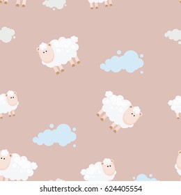 Seamless texture, pattern sheep on a pink background, vector illustration