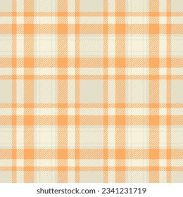 Seamless texture pattern of tartan check plaid with a vector textile background fabric in light and beige colors.