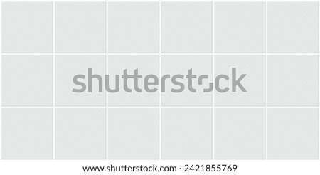 Seamless texture pattern of white tile floor or wall. Look new clean surface in top view for background. Decorative finishing material in bathroom, kitchen or laundry room. Vector illustration design.