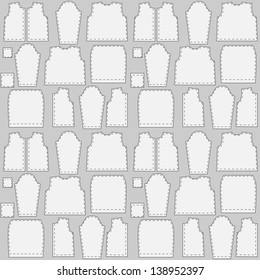 Seamless texture patterns clothing. Details of clothes on a gray background