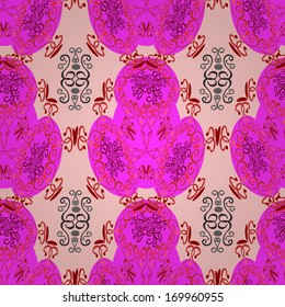 seamless texture of patterns on a pink background