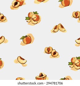Seamless texture with peach on a white background