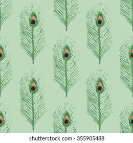 Seamless texture with peacock feathers