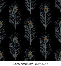 Seamless texture with peacock feathers