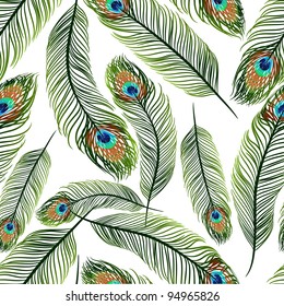 Seamless Texture Peacock Feathers Stock Vector (Royalty Free) 94965826 ...