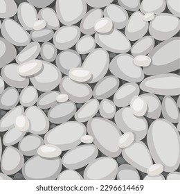 Seamless texture of pebbles in a flat style. White stones on the ground.