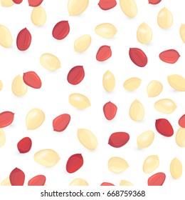 seamless texture with peeled peanuts on white background for your design