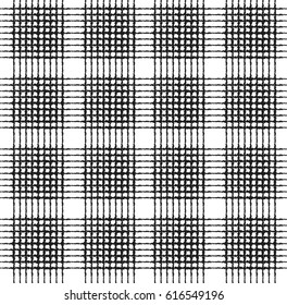 Seamless texture with pencil strokes. Vector black and white fabric pattern.