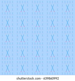 Seamless texture of pencils in "X" form on the blue background. Vector illustration. Use for textile patterns, packaging design, wrapping paper, wallpaper, backdrop and more.