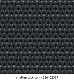 Seamless texture perforated pattern black metal surface dark gray background. This clip-art vector illustration web design elements saved 8 eps