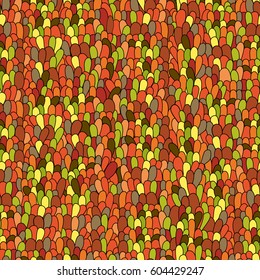 Seamless texture with petals, color mosaic endless pattern. Hand drawn colorful fun background in bright colors. Stock Vector.