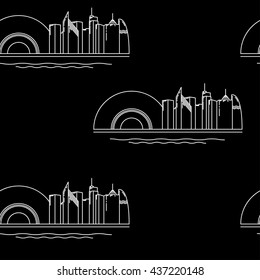 Seamless texture with a picture of the city
