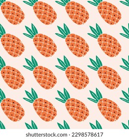 Seamless texture from pineapples. Summer pattern.