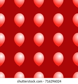Seamless texture. Pink air balloons on a red background