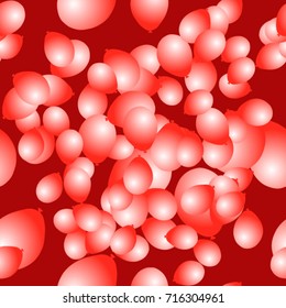 Seamless texture. Pink air balloons on a red background