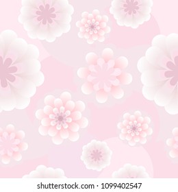 Seamless texture, pink flowers, abstract pattern, vector