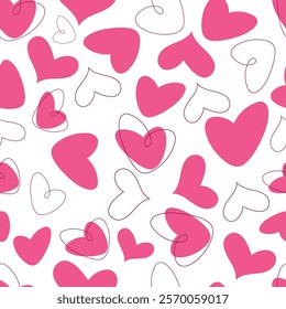 seamless texture of pink hearts, pattern. Love, Valentine's Day, February 14th. vector graphics. background for the design.