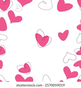 seamless texture of pink hearts, pattern. Love, Valentine's Day, February 14th. vector graphics. background for the design.