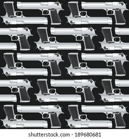 Seamless texture pistols. Vector illustration