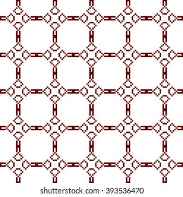 Seamless texture. Pixel graphics. Various versions of the squares on the location of the mounting area. Vector Image. For web design, presentations, textile and light industry. Brown and white color