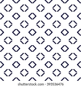 Seamless texture. Pixel graphics. Various versions of the squares on the location of the mounting area. Vector Image. For web design, presentations, textile and light industry.  blue and white color