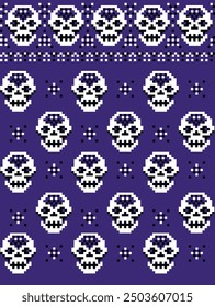 seamless texture with pixel skull 