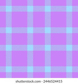 Seamless texture plaid of textile tartan check with a fabric background pattern vector in violet and cyan colors.