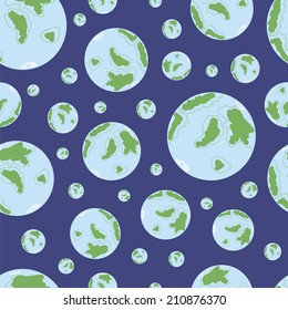 Seamless texture with a planet Earth on a blue background
