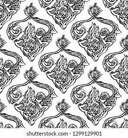seamless texture of plant elements. hand-drawn vector illustration