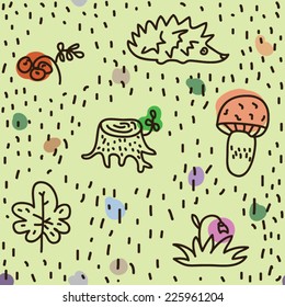 seamless texture with plants from the forest, illustration