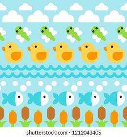 seamless texture pond ducklings