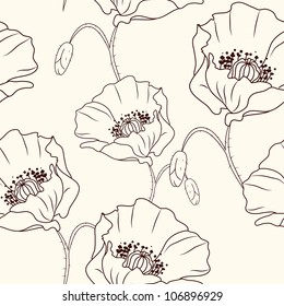 Seamless texture with poppies