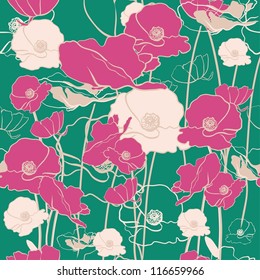 Seamless texture with poppy flowers