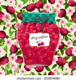 seamless texture with preserve cherry