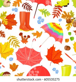 seamless texture with pretty autumn elements