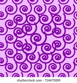 Seamless texture. Purple spirals on lilac background