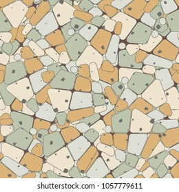 A seamless texture of quadrangles dissected into pieces of different colors. Unique camouflage.