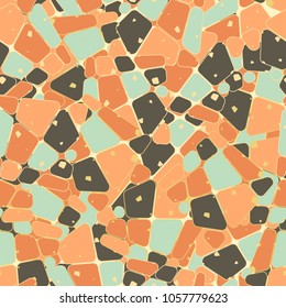 A seamless texture of quadrangles dissected into pieces of different colors. Unique camouflage.
