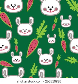 seamless texture with rabbit and carrots