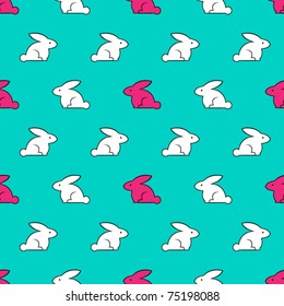 Seamless texture with rabbits. Vector illustration.