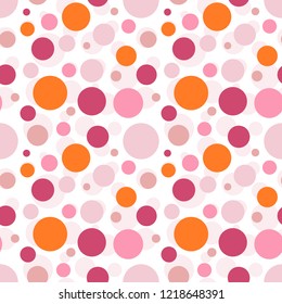 Seamless texture with random colorful circles. Fashionable shades. Vector pattern.