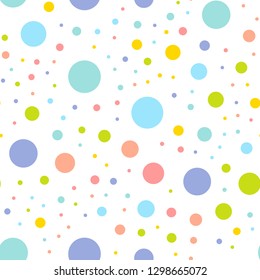 Seamless texture with random colorful circles. Vector pattern.