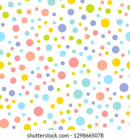 Seamless texture with random colorful circles. Vector pattern.