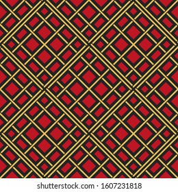 Seamless texture with red arabic ornament. Vector oriental geometric mosaic pattern