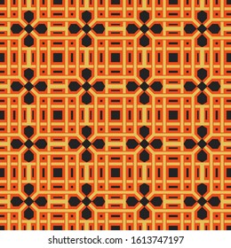 Seamless texture with red arabic ornament. Vector oriental geometric mosaic pattern