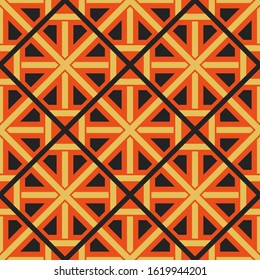 Seamless texture with red arabic ornament. Vector oriental geometric mosaic pattern