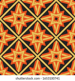 Seamless texture with red arabic ornament. Vector oriental geometric mosaic pattern