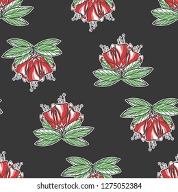 Seamless texture with red flowers. Spring background. Repeating pattern. Can be used as wallpaper, desktop, wrapping, fabric or background for your blog, covers, cards.